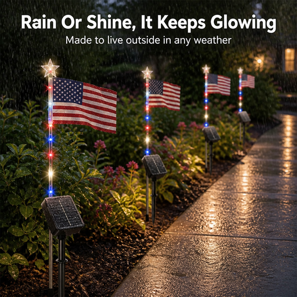 RadiantStar™ 8-Piece Flag Light Set — Ignite Your Patriotism with Effortless, All-Night Glory
