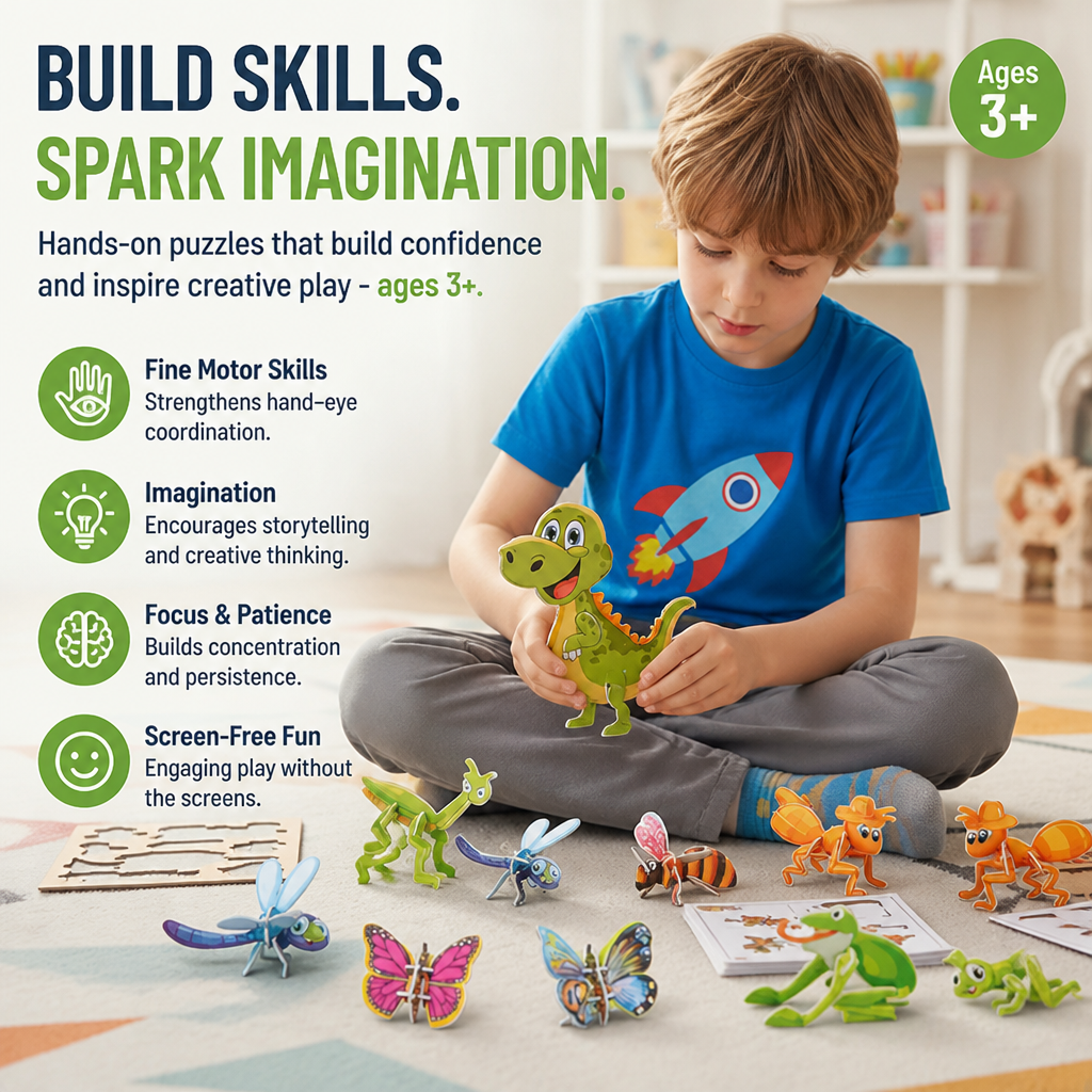 PixiMinds™ 3D Puzzle Set — Ignite Creativity and Confidence with Every Piece