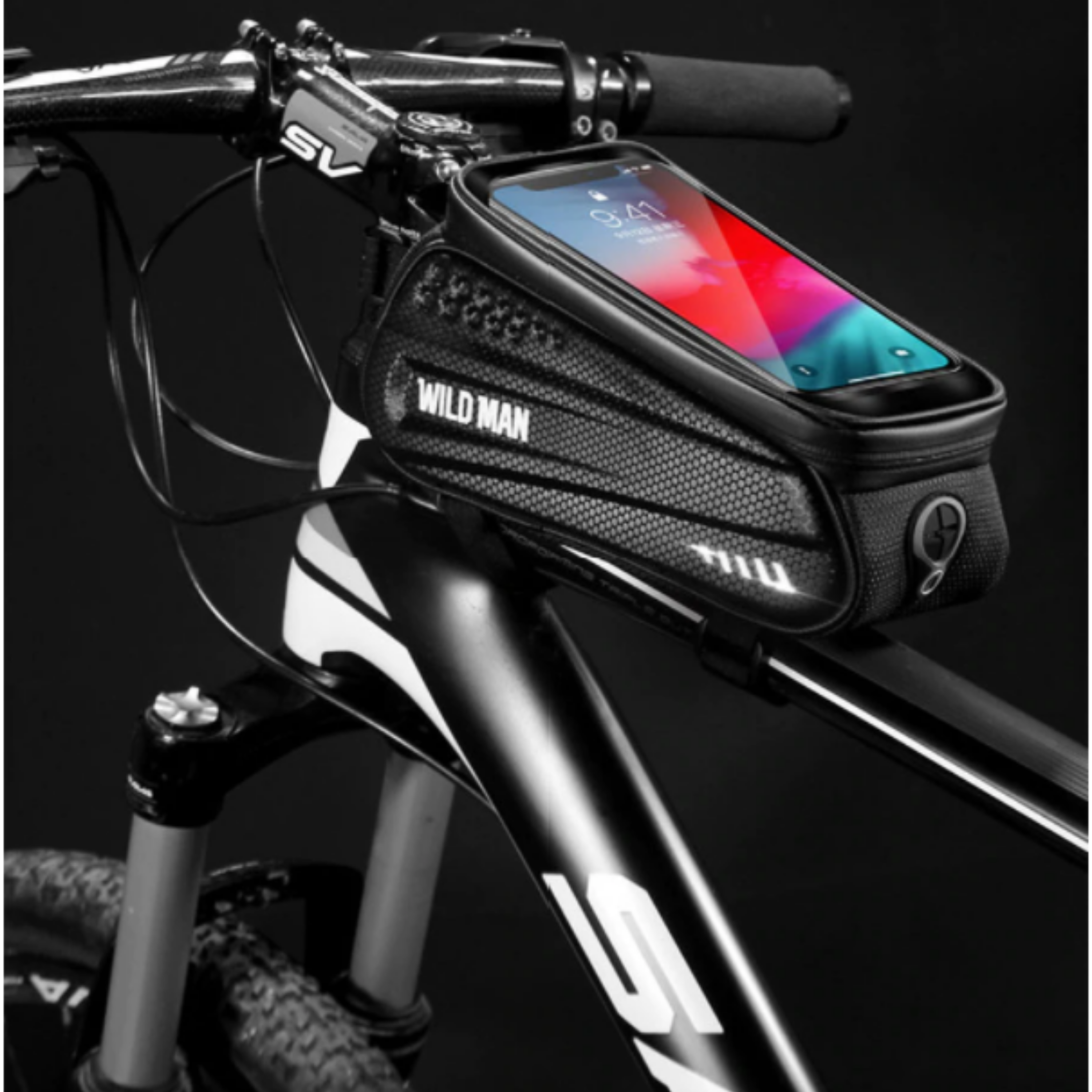 Bike Frame Bag with Waterproof Hardcase – Touchscreen Window & Headphone Port