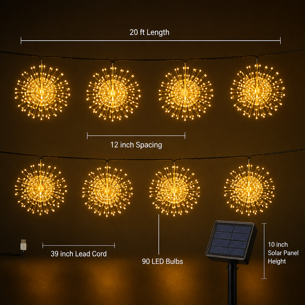 LumiFlicker™ Solar Fireworks Lights — Turn Your Nights Into Effortless, All-Weather Magic That Dazzles Every Eye
