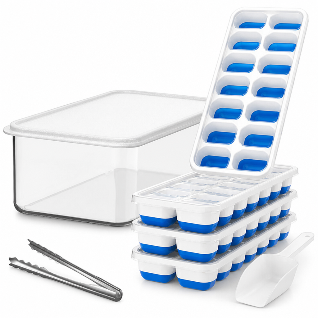 Flexible Silicone Stackable Ice Cube Trays (Set of 4)