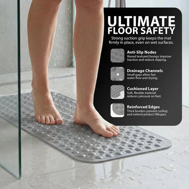 PVC Shower Mat 100 × 40 cm – Non-Slip Design with Suction Cups