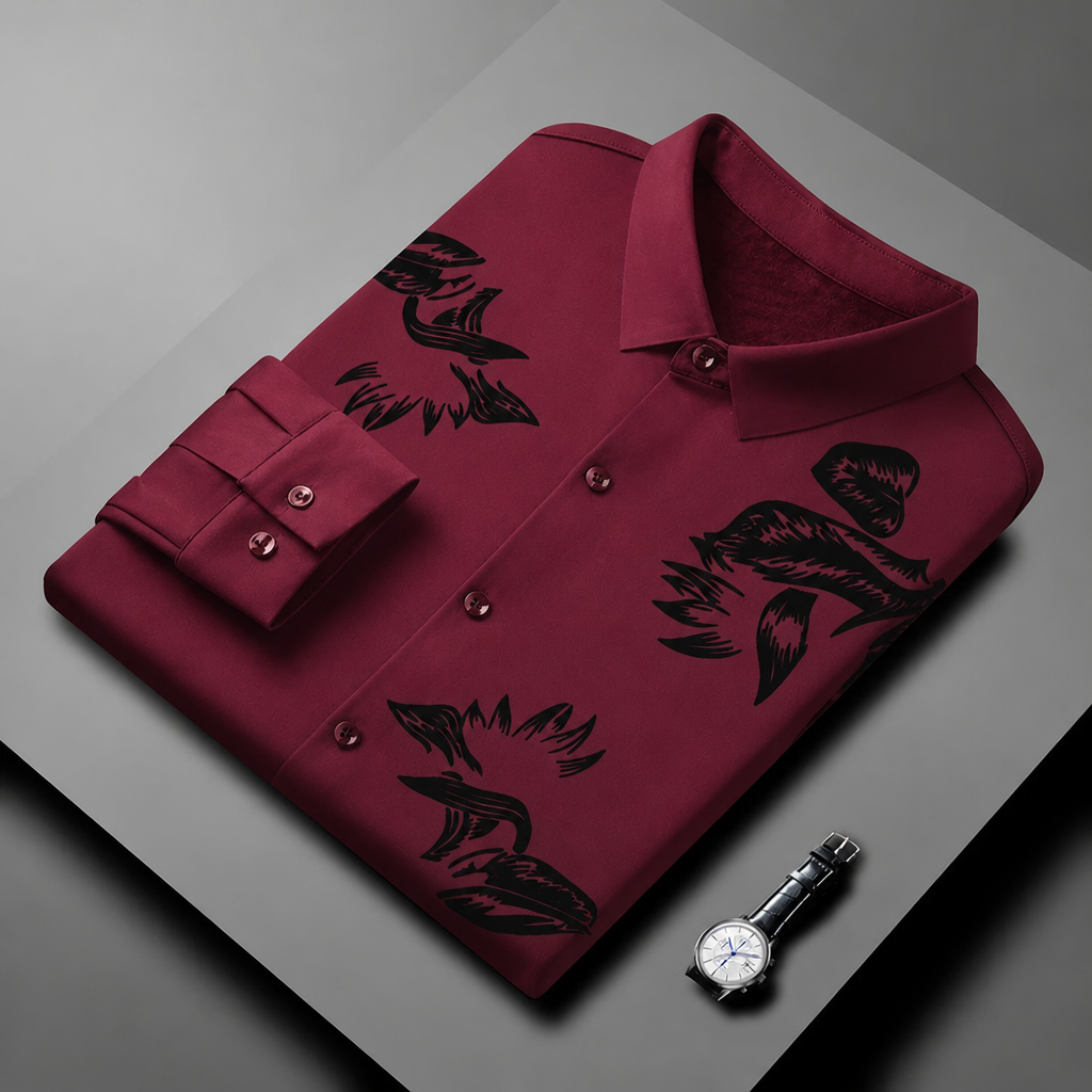 VulcanTherm™ – Brushstroke-Patterned Slim-Fit Fleece-Lined Shirt