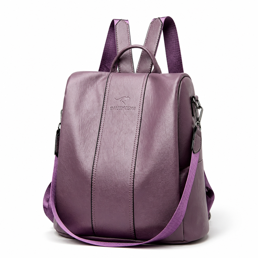 Anti-Theft Rear Zip Water-Repellent Faux Leather Convertible Backpack