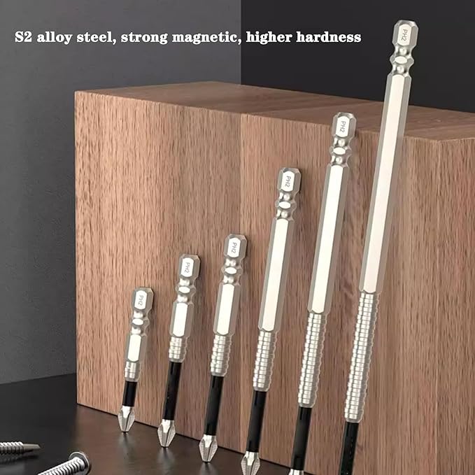 6-Piece Magnetic Screwdriver Bits Set – Various Lengths for Accurate Fit