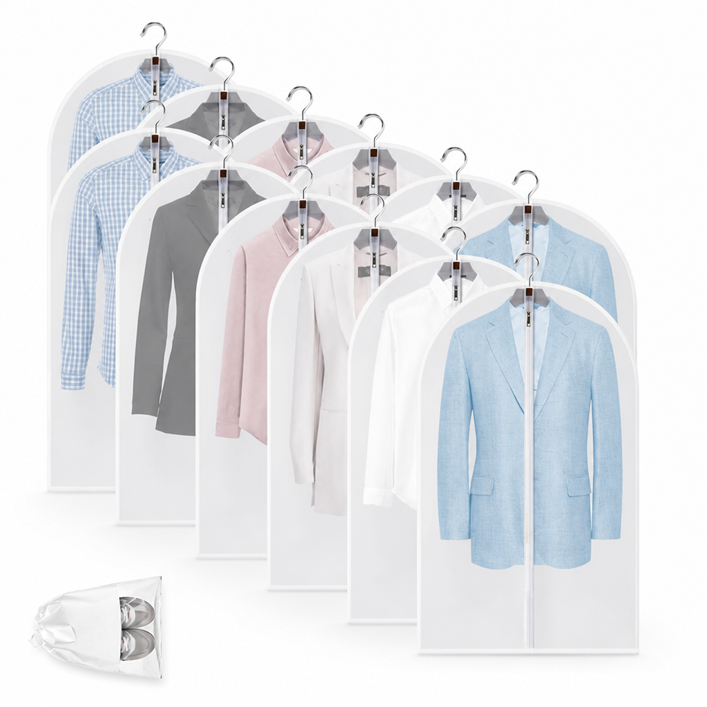 Clear Waterproof PEVA Garment Bags (12-Pack)