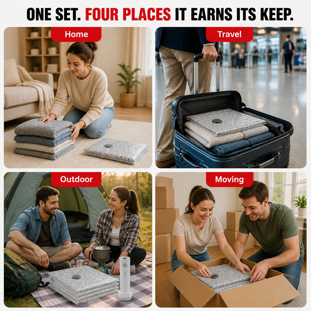 SpaceSculptor™ — Slash Closet Clutter by 80% Without Puffy Backup Bags
