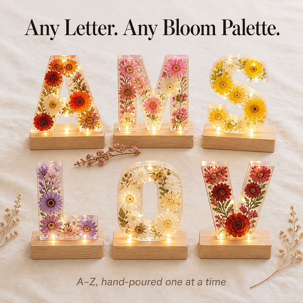 LumiFleur™ — Encapsulate Genuine Dried Blooms Within a Radiant Letter Crafted Just for Them