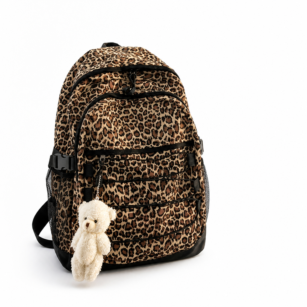 Large-Capacity Nylon Animal Print Women's Backpack