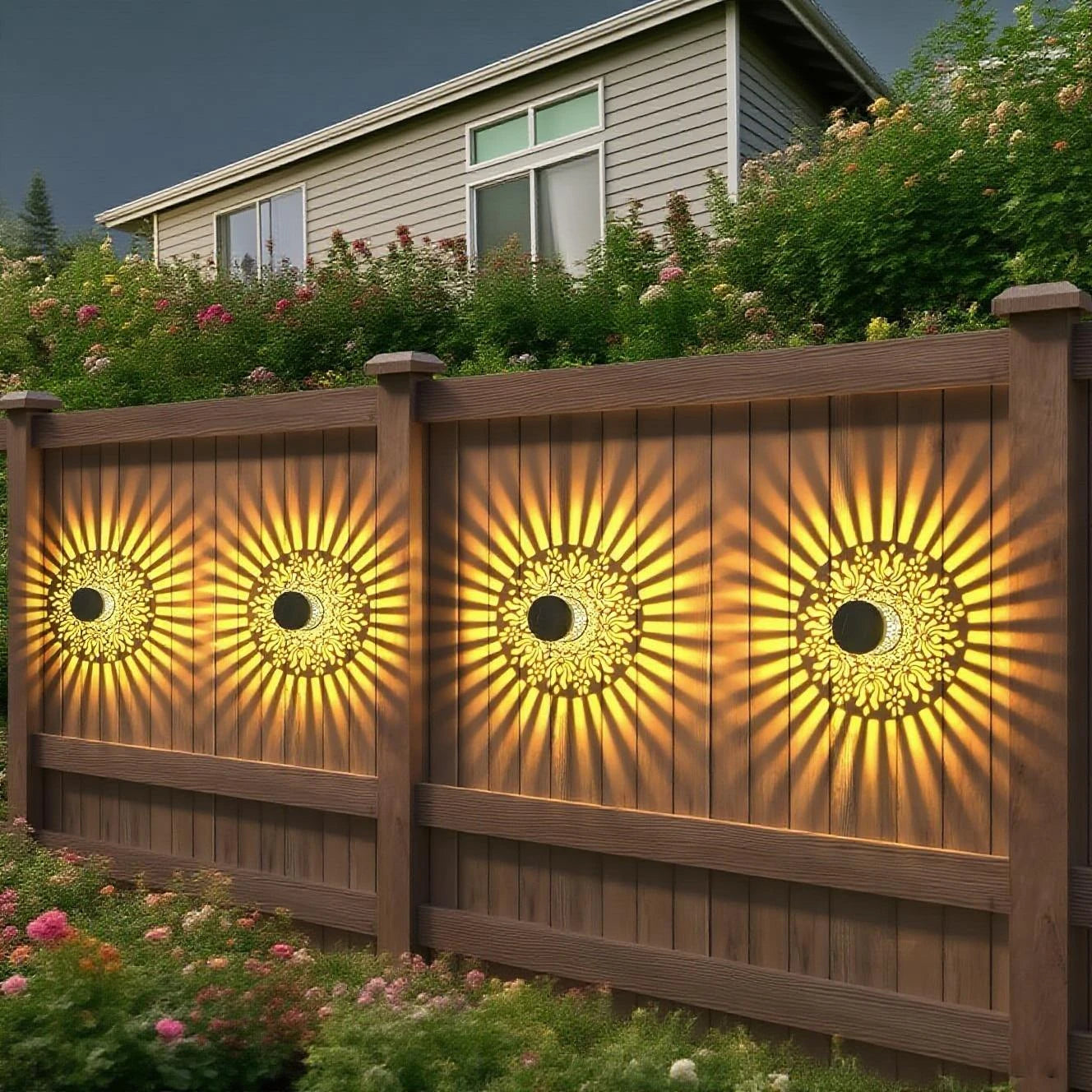 Peony Shadow Play Solar Light Set for Outdoor Walls