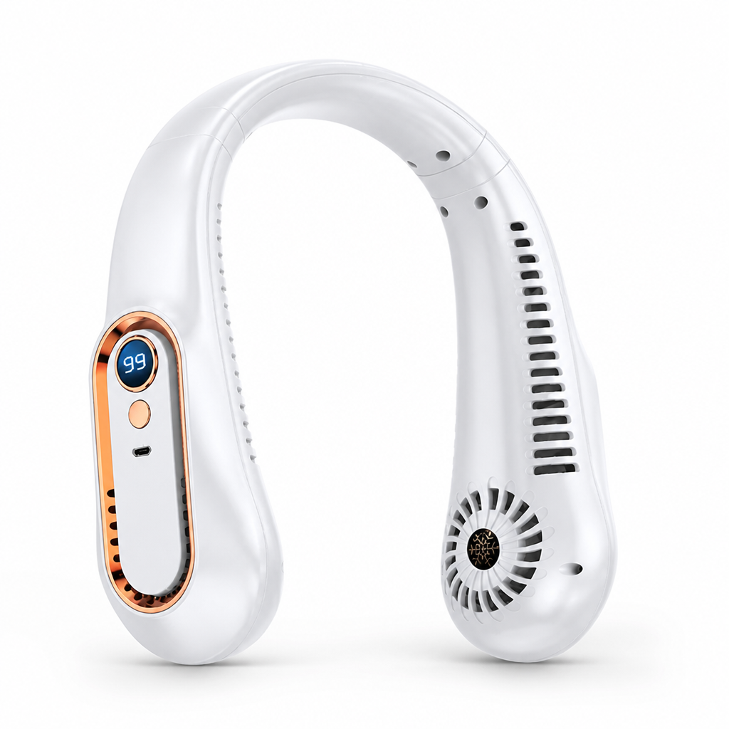 Whisper-Quiet 5-Speed USB-Rechargeable Neck Fan (LED Display)
