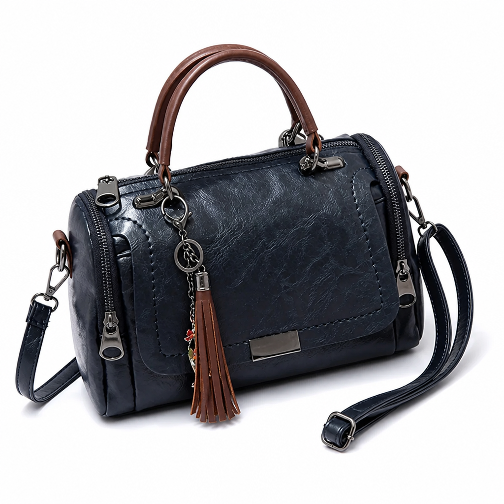 Vegan Leather Convertible Satchel Handbag (Tassel Charm)