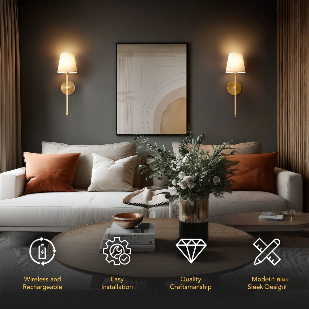 Remote-Controlled Wall Lamp – Battery Operated, Drill-Free Installation