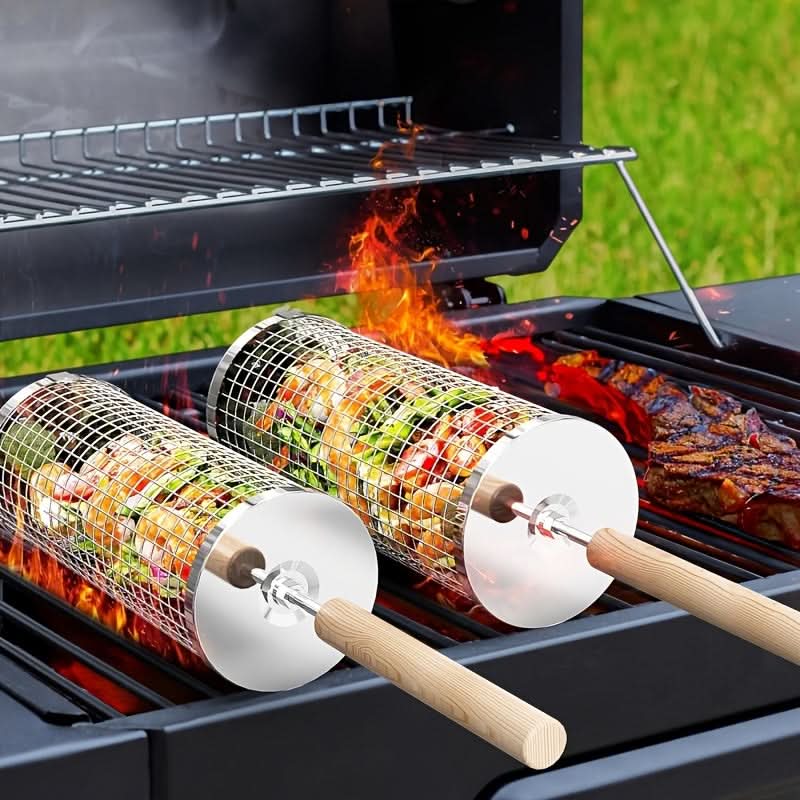 Stainless Steel Grill Basket for Rolling Cooking