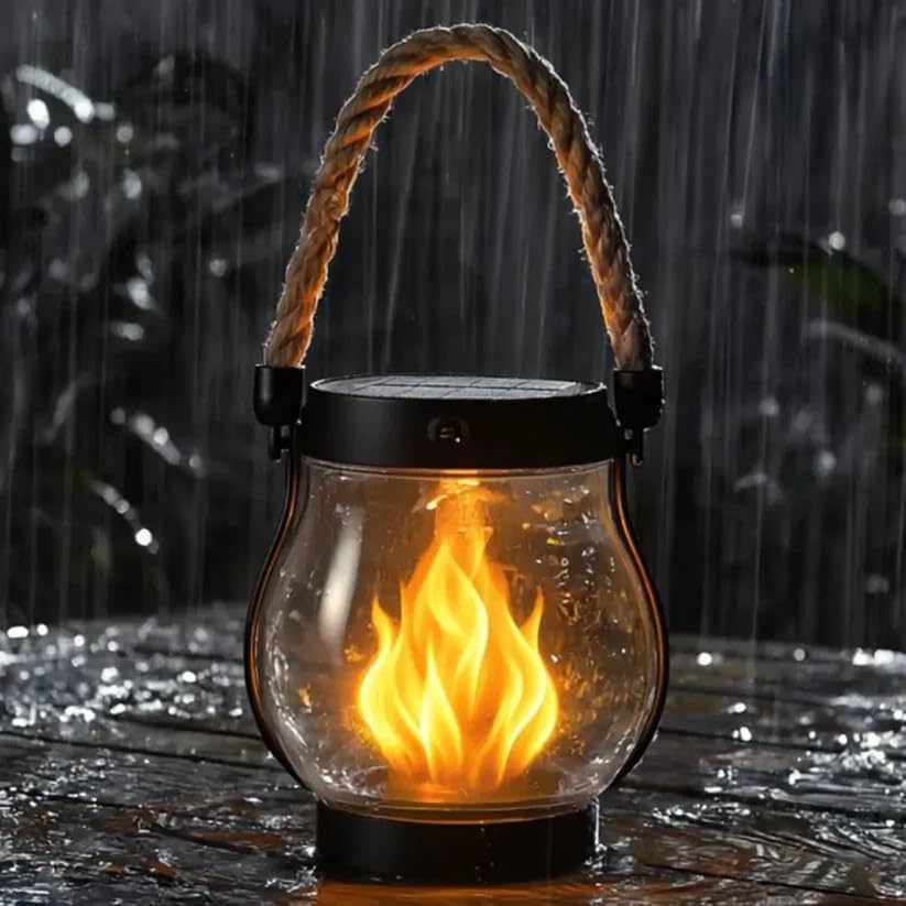 Flickering Flame Solar Lantern for Garden – Nighttime Illumination