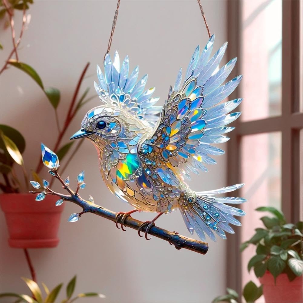 Window Crystal Bird Ornament – Reflective Light Decor for Home
