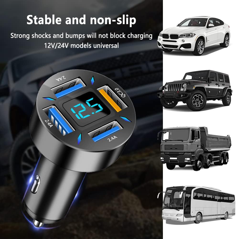 USB-C PD and QC 3.0 Car Charger with LED Voltmeter