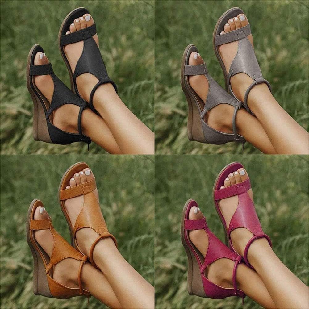 Strappy Wedge Sandals with Comfortable Footbed