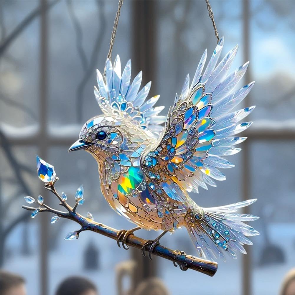 Window Crystal Bird Ornament – Reflective Light Decor for Home