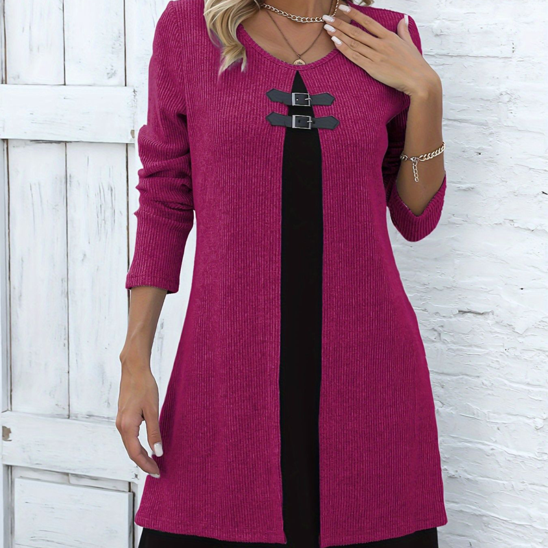 A-line Dress for Women Featuring Faux Leather Straps
