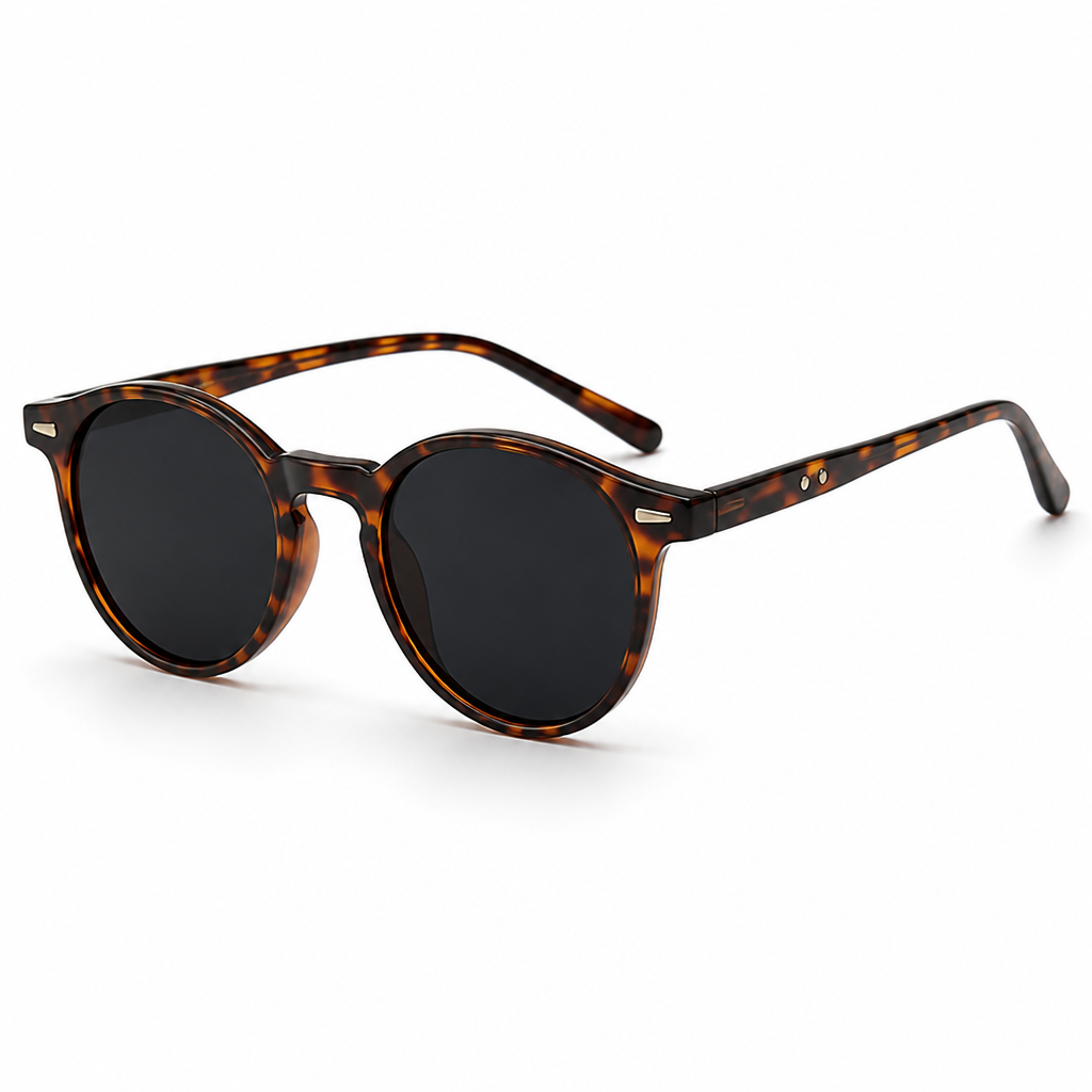 Lightweight Polycarbonate Round Tortoise Shell Sunglasses