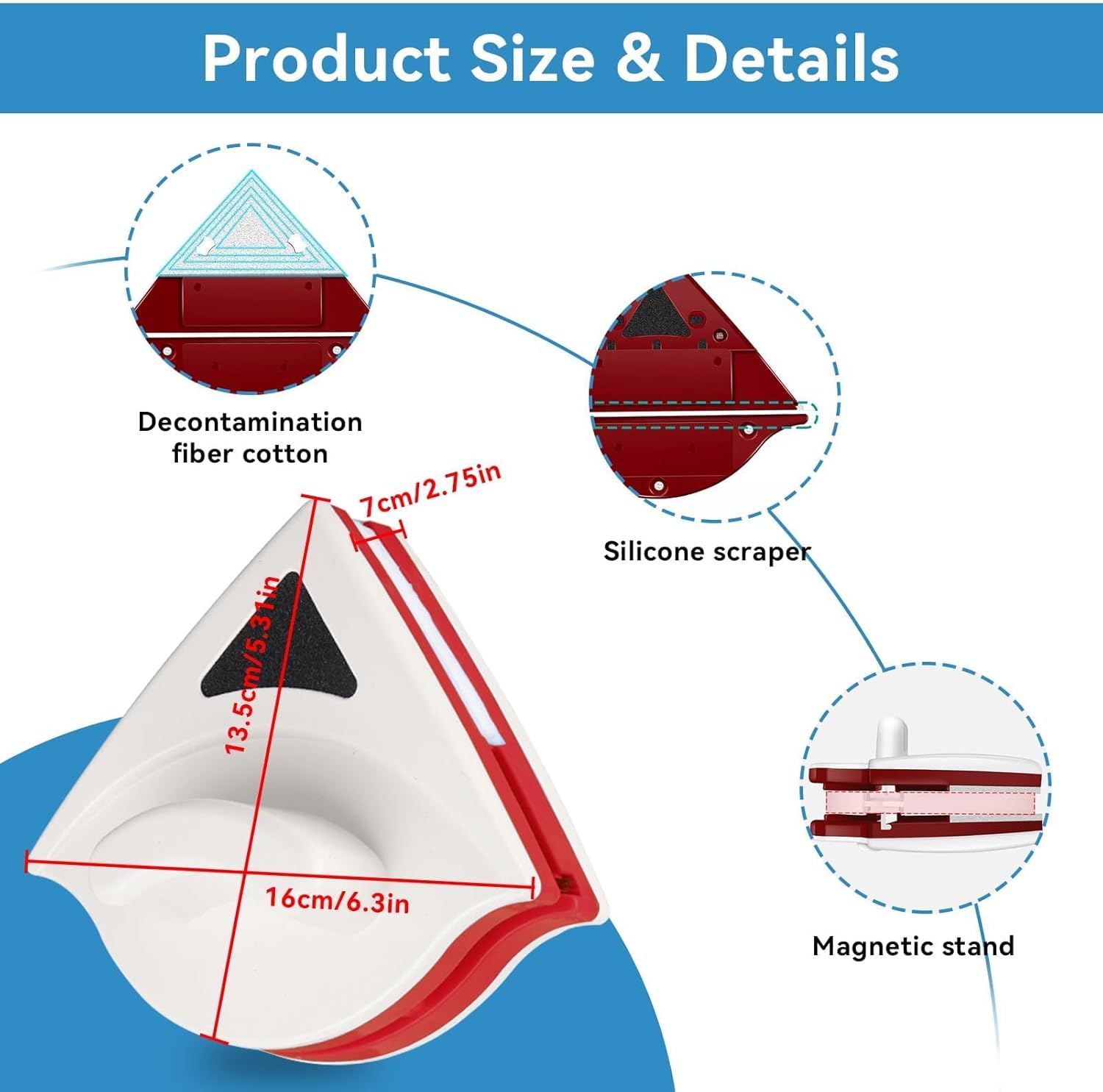 Double-Sided Glass Cleaner with Magnetic Design for Windows