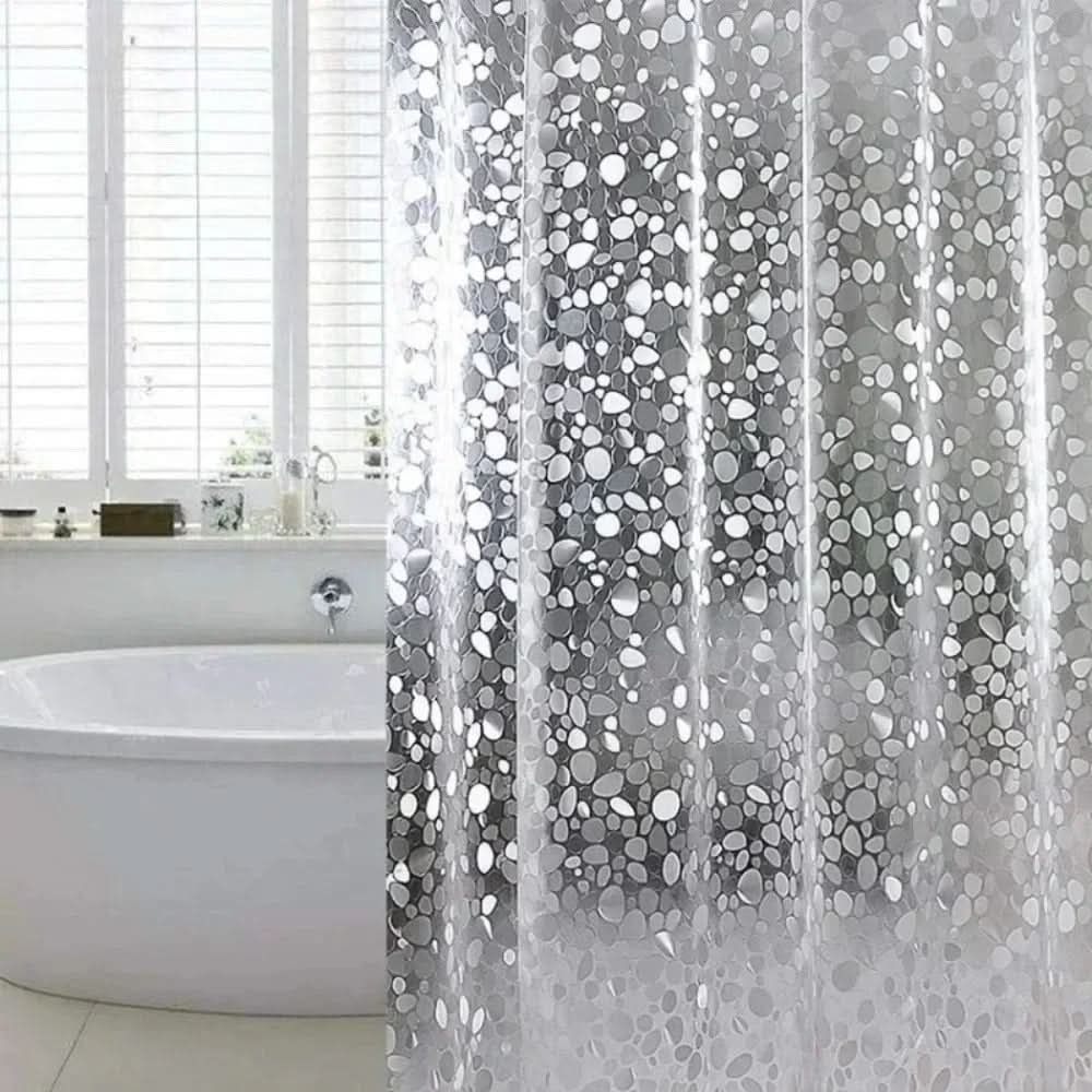 Transparent Waterproof Shower Curtain with Pebble Pattern
