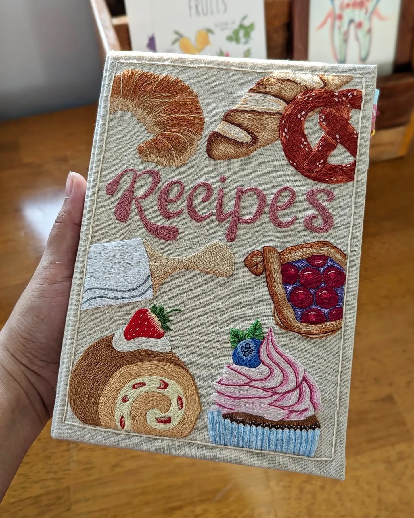 Notebook | Handmade Recipe Journal | Embroidered Fabric Cover | RecipeHeart