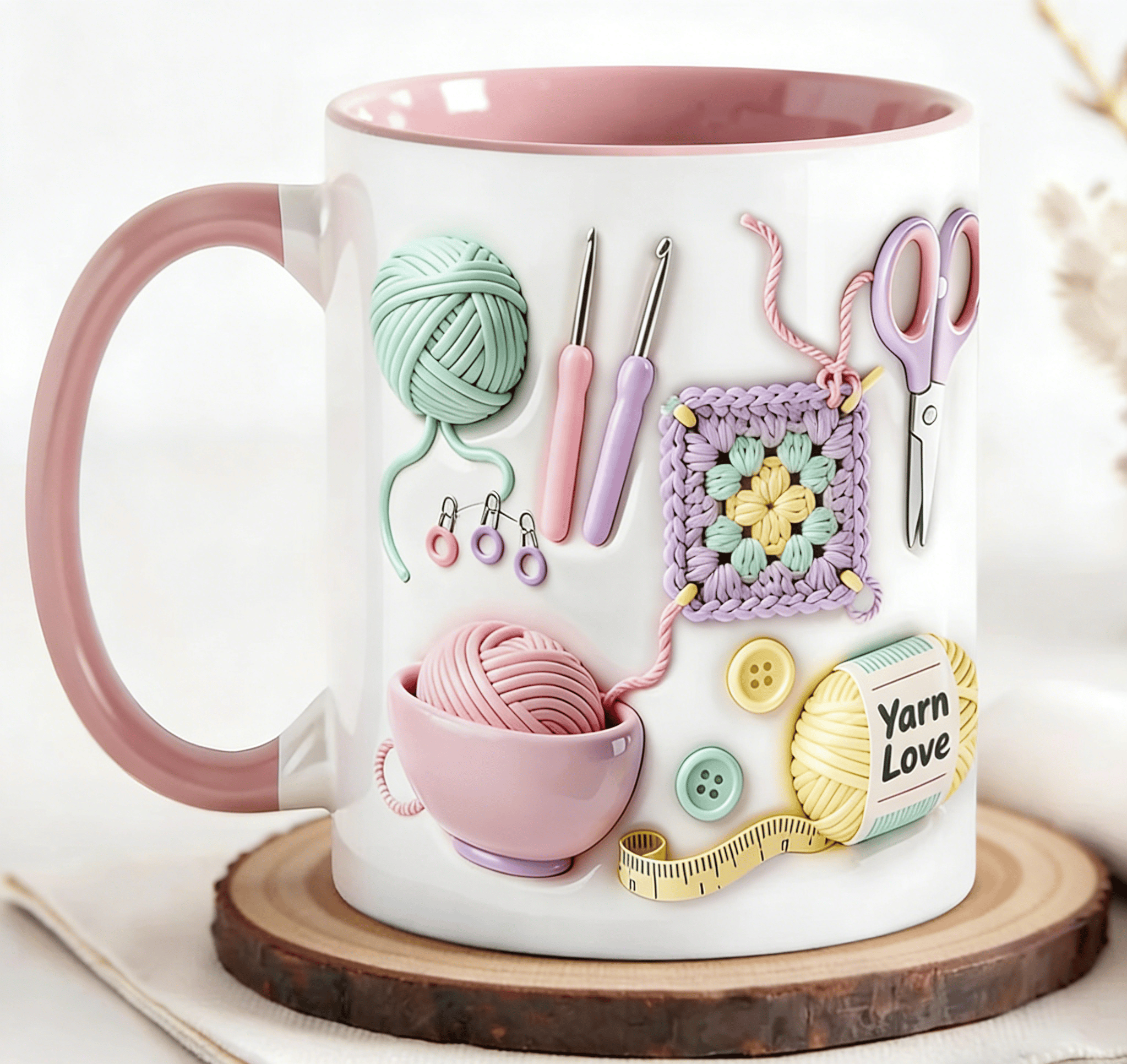 Crochet Patterned Ceramic Coffee Mug