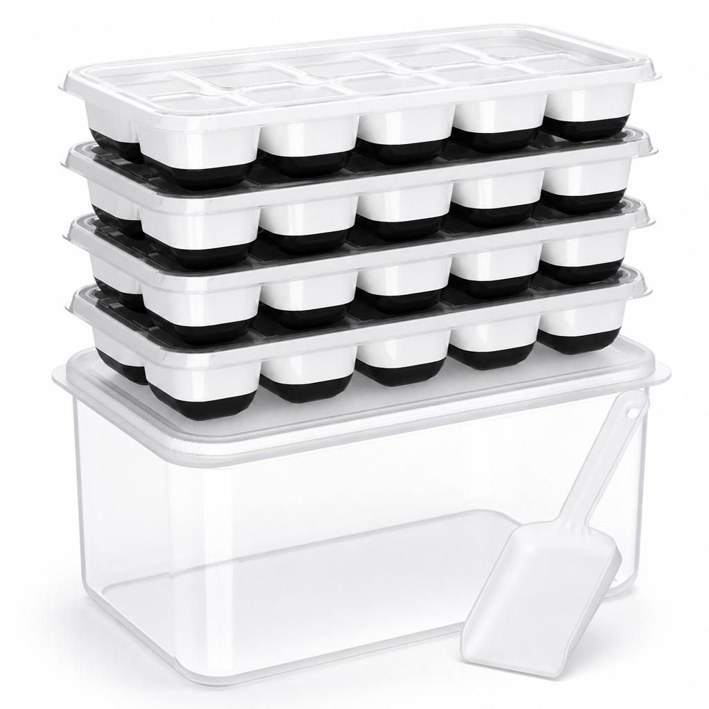 Flexible Silicone Stackable Ice Cube Trays (Set of 4)