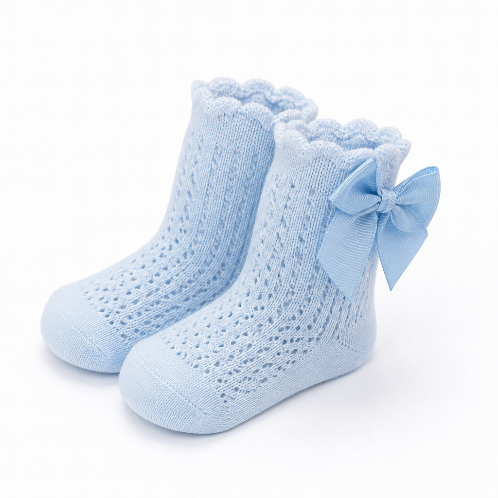 Soft Breathable Cotton Baby Socks With Large Bow