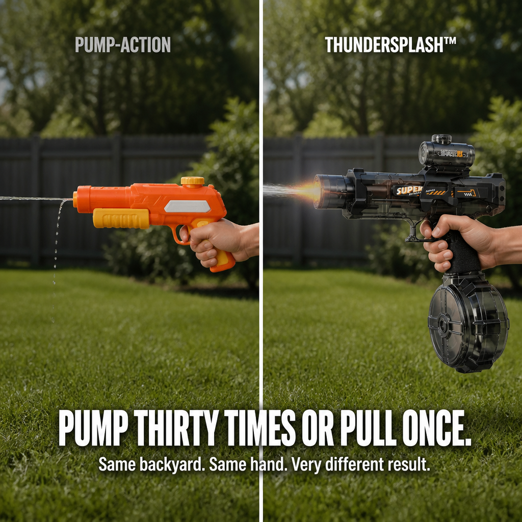 ThunderSplash™ — Soak Your Backyard Without Pumping, USB-C Powered & Muzzle-Flash Lights