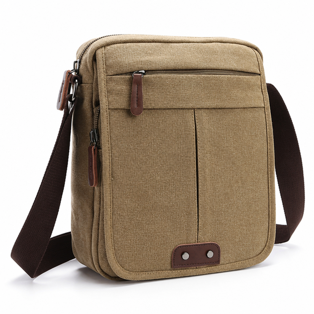 Durable Canvas Multi-Compartment Crossbody Bag