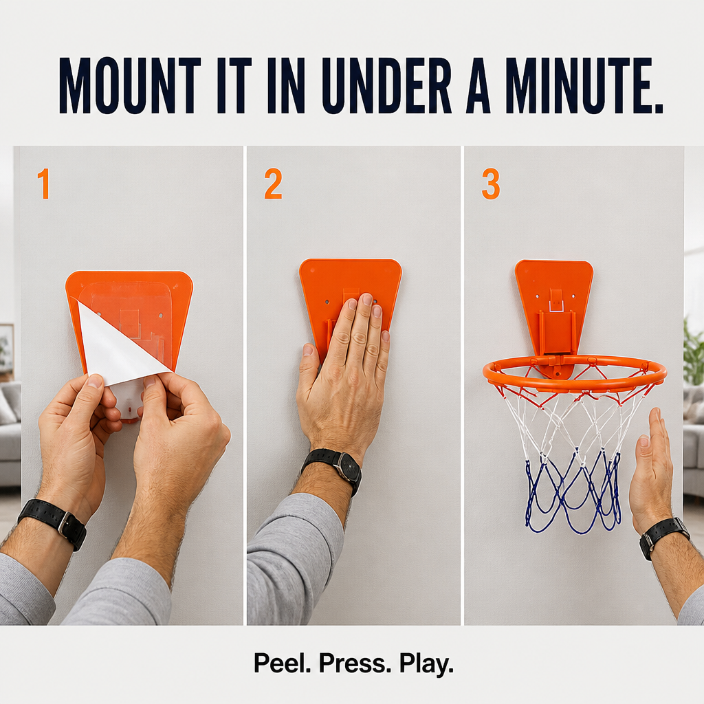 VoltRise™ — Stick, Shoot, Score: Quiet Indoor Basketball with Zero Drill Holes