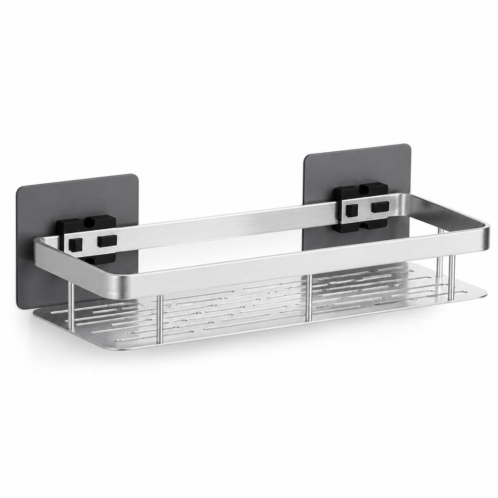 Drill-Free Self-Adhesive Stainless Steel Bathroom Shelf