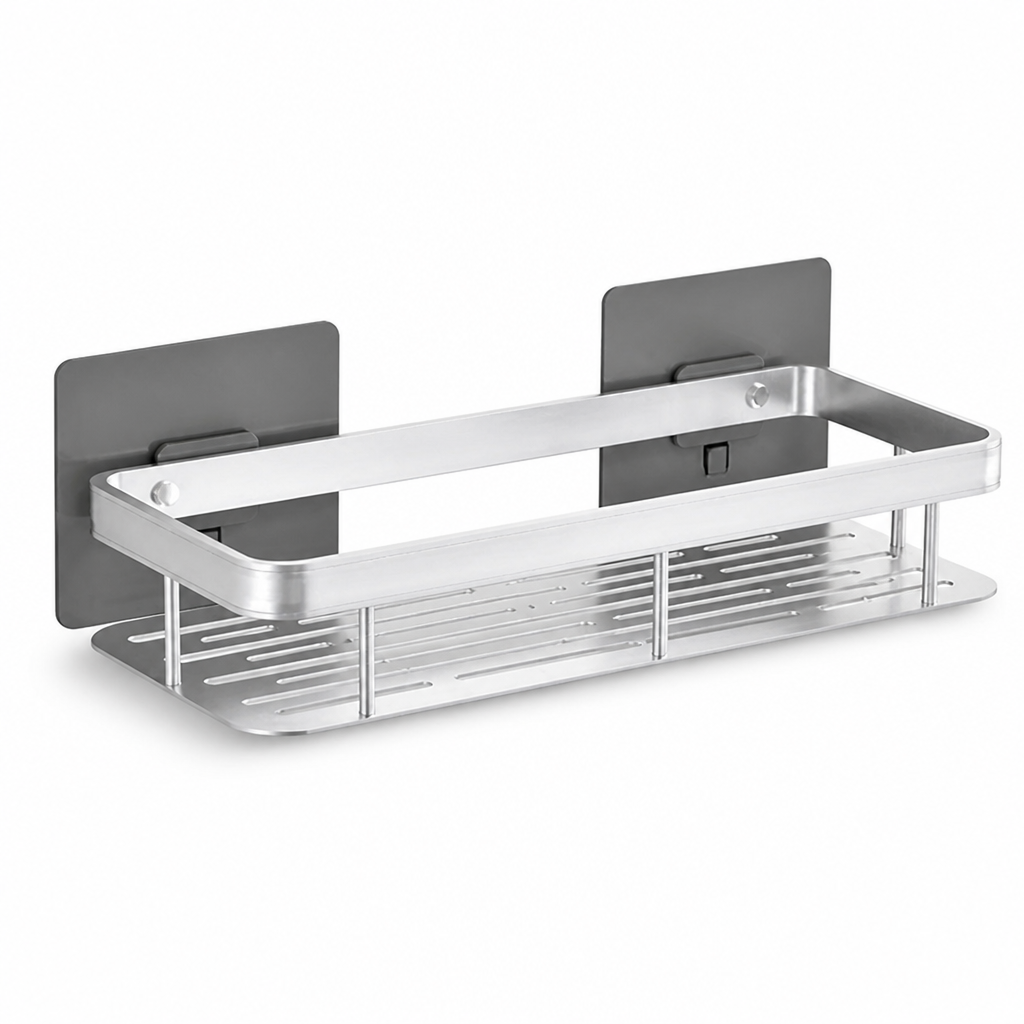 Self-Adhesive Drill-Free Stainless Steel Bathroom Wall Shelf (Holds 11 lb)