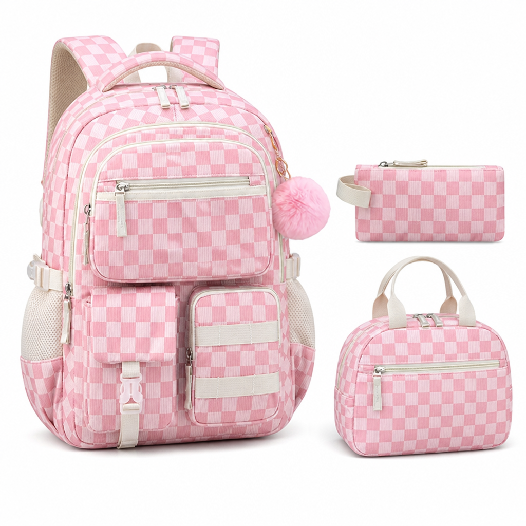 Corduroy Laptop-Ready Large-Capacity Backpack (3-Piece Set)