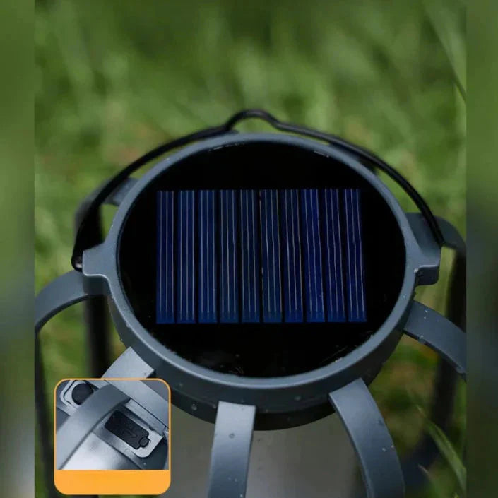 Weatherproof Solar Lantern with Flame Effect – 8-Hour Light & USB-C Charge