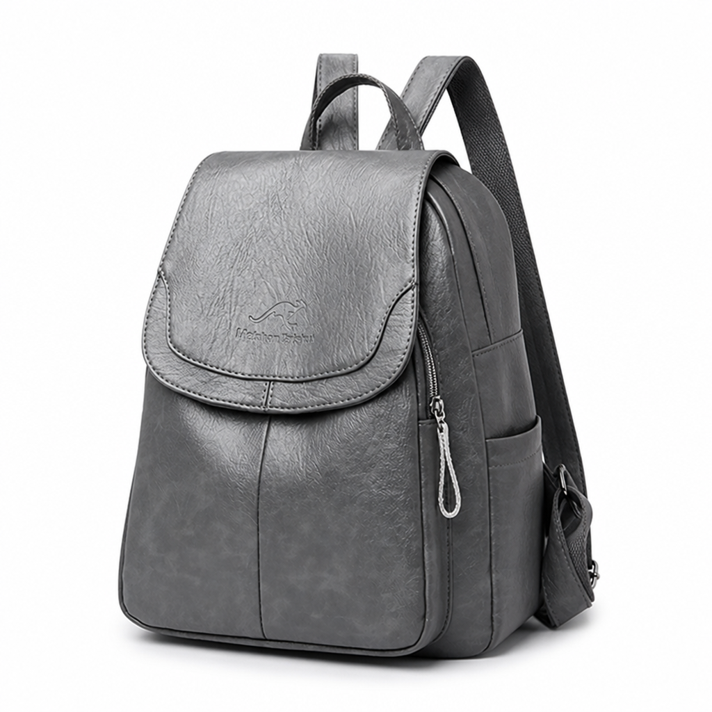 Anti-Theft Genuine Embossed Leather Backpack