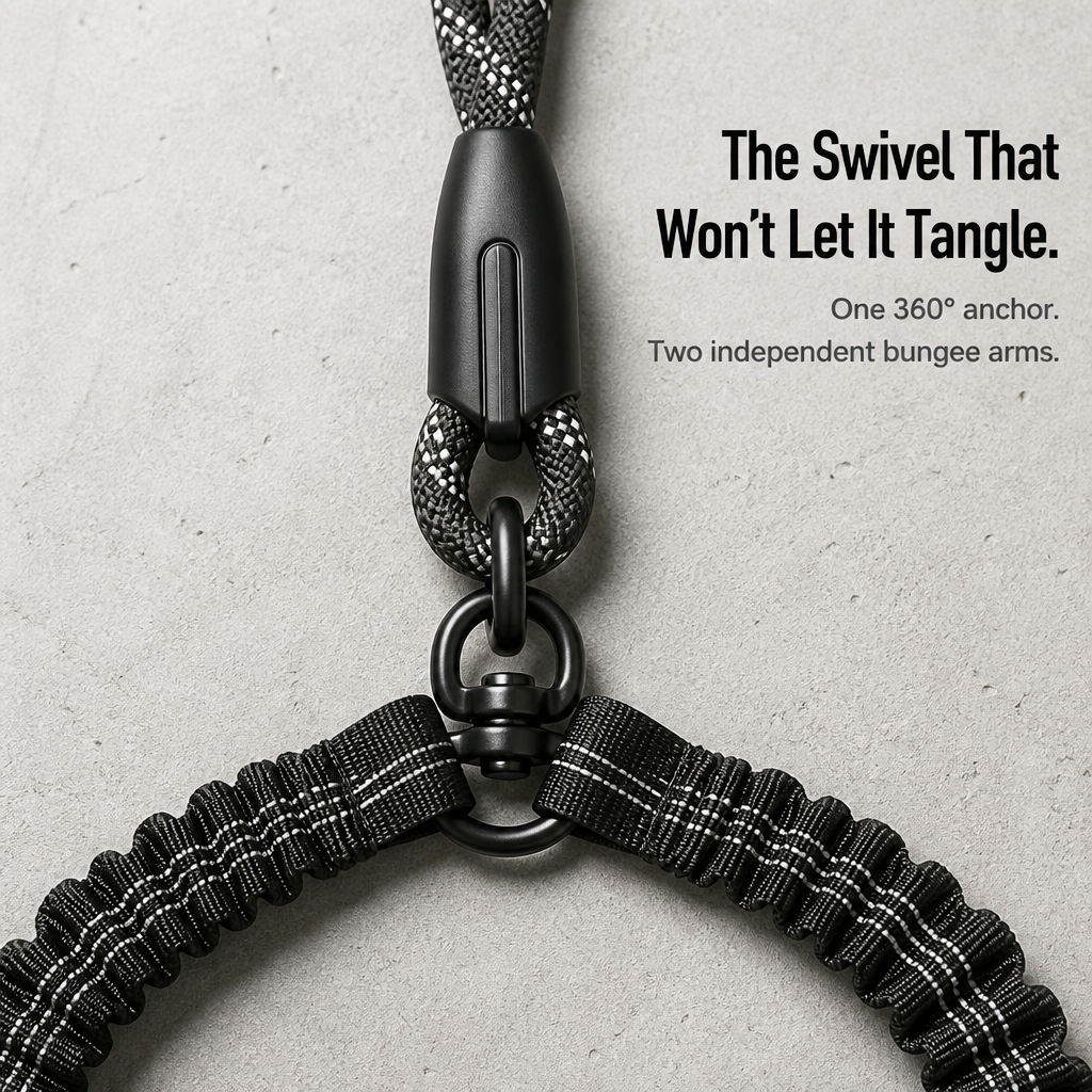 DuoStride™ — Walk Two Dogs Tangle-Free, Without Jerks or Wrist Stress