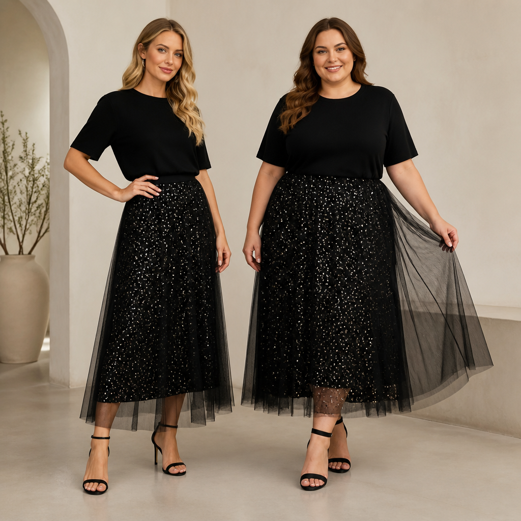 Luminelle™ Shine Top and WhisperTulle™ Skirt — Command Every Room with Effortless Elegance and Unstoppable Confidence