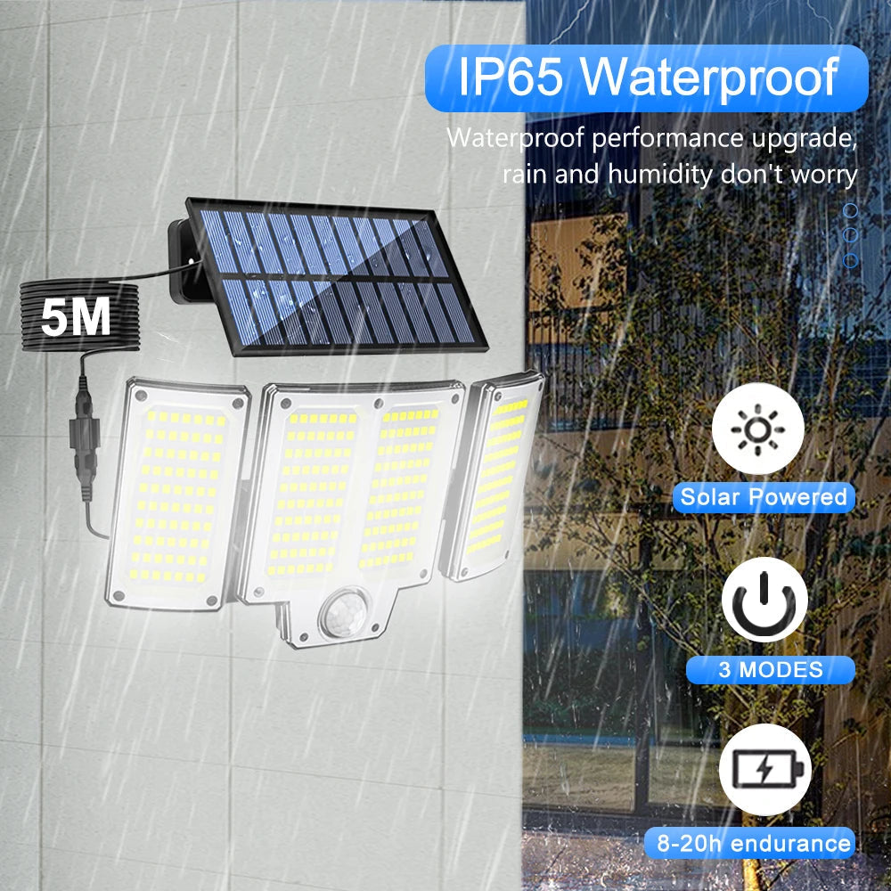 Solar Outdoor Wall Light with Motion Sensor – 106/144/280 LEDs