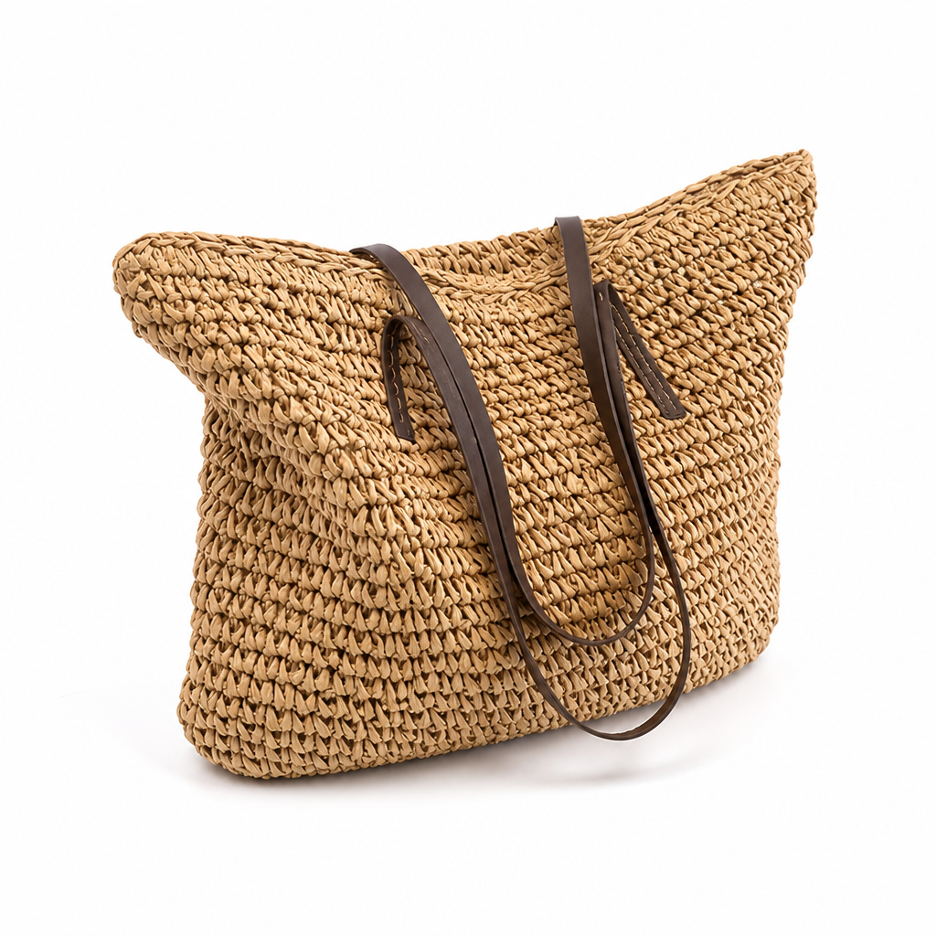 Spacious Woven Tote Bag (Magnetic Closure)