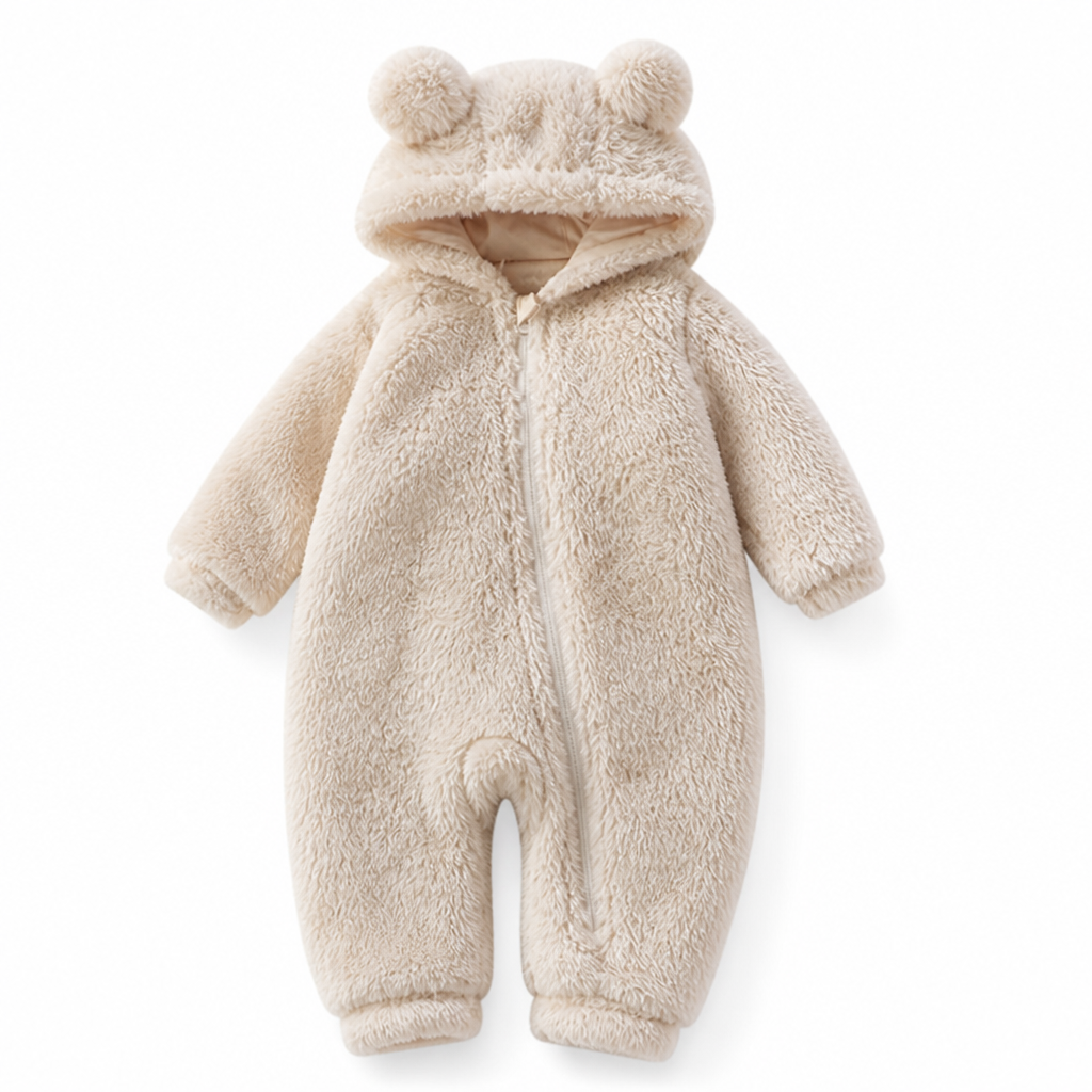 Ultra-Soft Flannel Zip Bear Hood Onesie