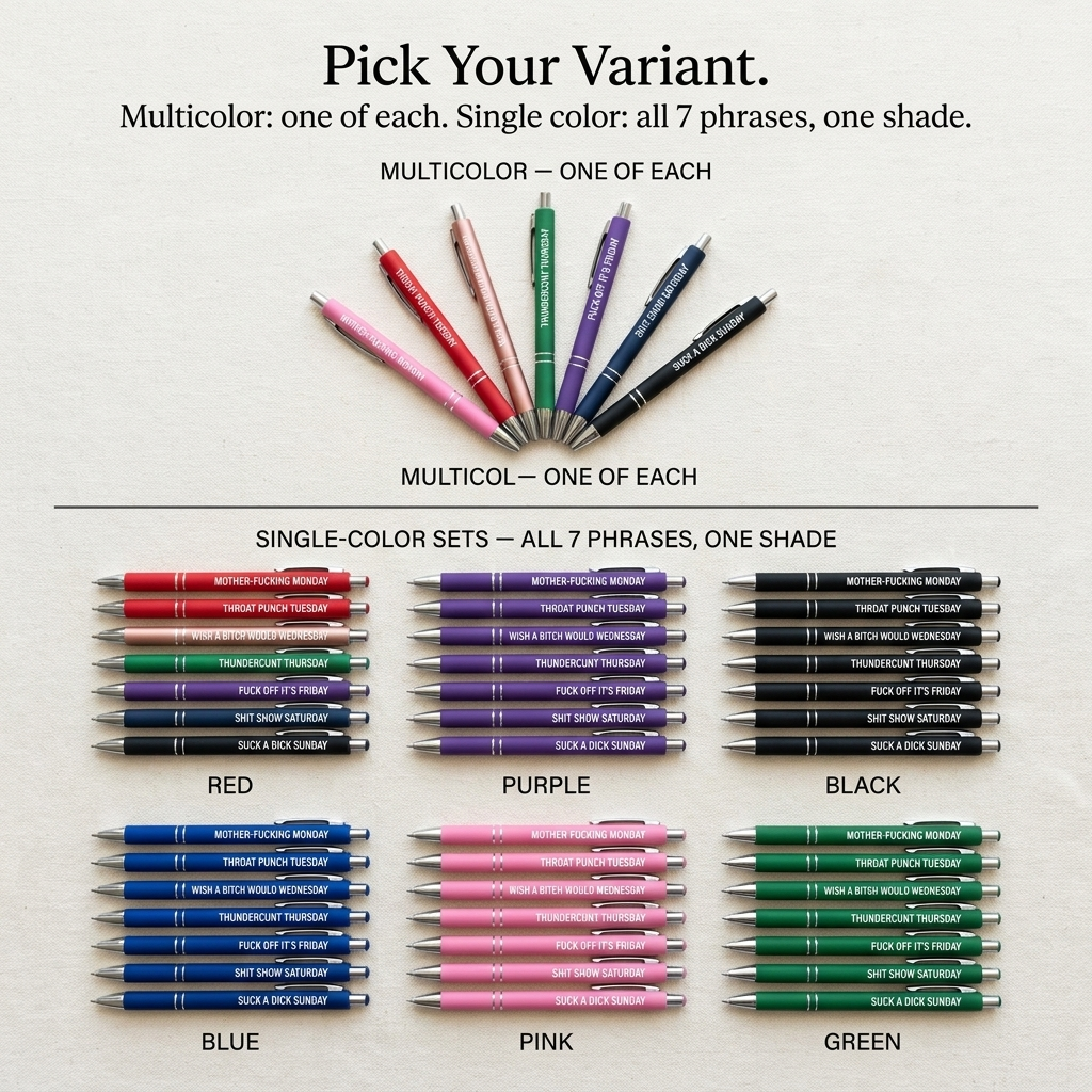 QuipQuirk™ — Express Yourself All Week with 7 Pens That Speak Your Mind