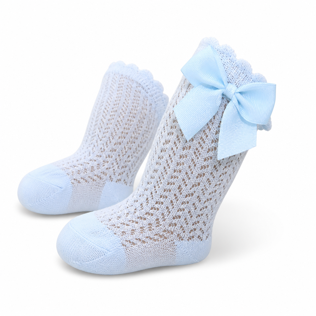 Soft Breathable Cotton Baby Socks With Large Bow