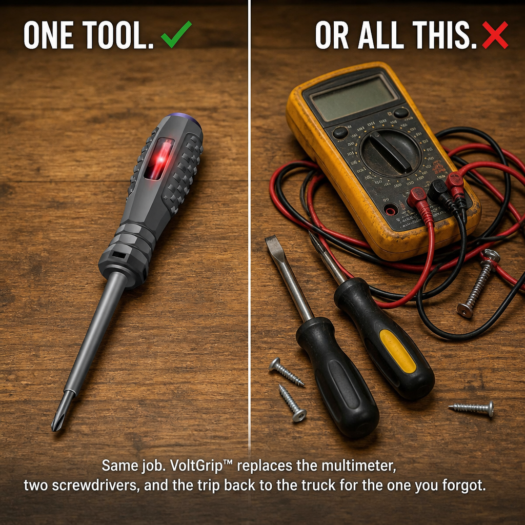VoltGrip™ — Screw Fasteners and Detect Live Wires With a Single Pocket Tool