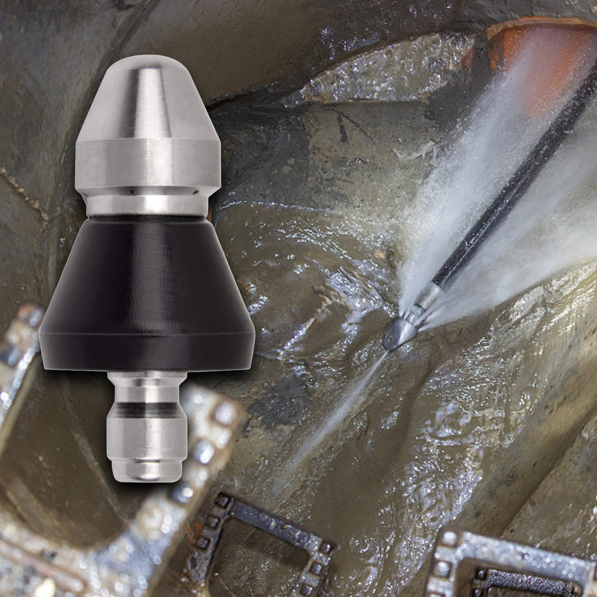 Stainless Steel Nozzle for High-Pressure Drain Jetting – Pipe Cleaning Attachment