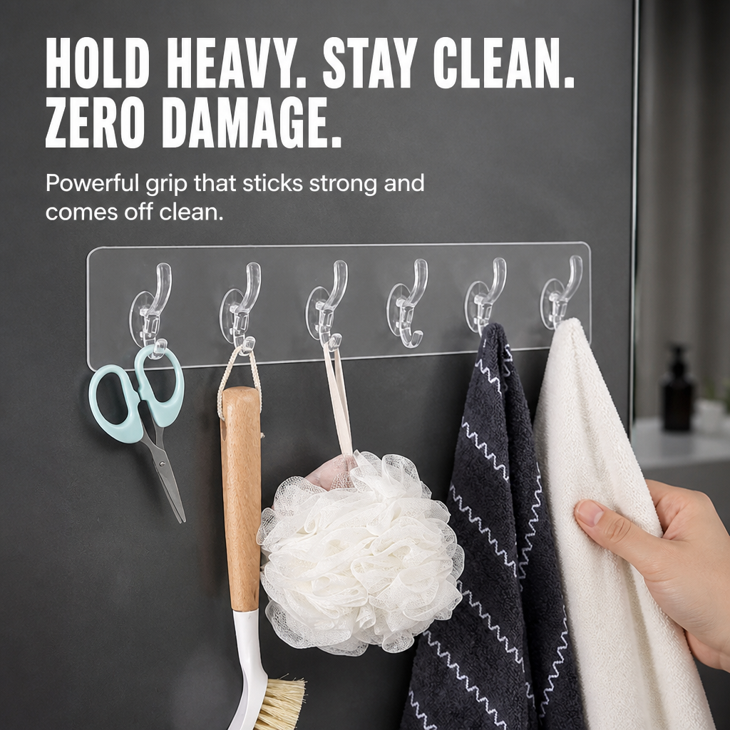 CleanGrip™ — Hang 44 lbs of Clutter Without Drilling a Single Hole