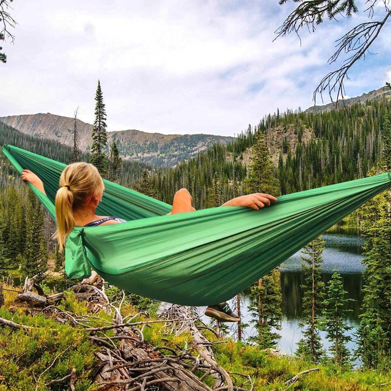 2-Person Nylon Camping Hammock with Carry Bag - 210T Fabric